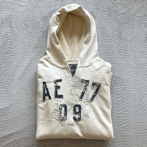 Cream American Eagle XL Hooded Sweatshirt